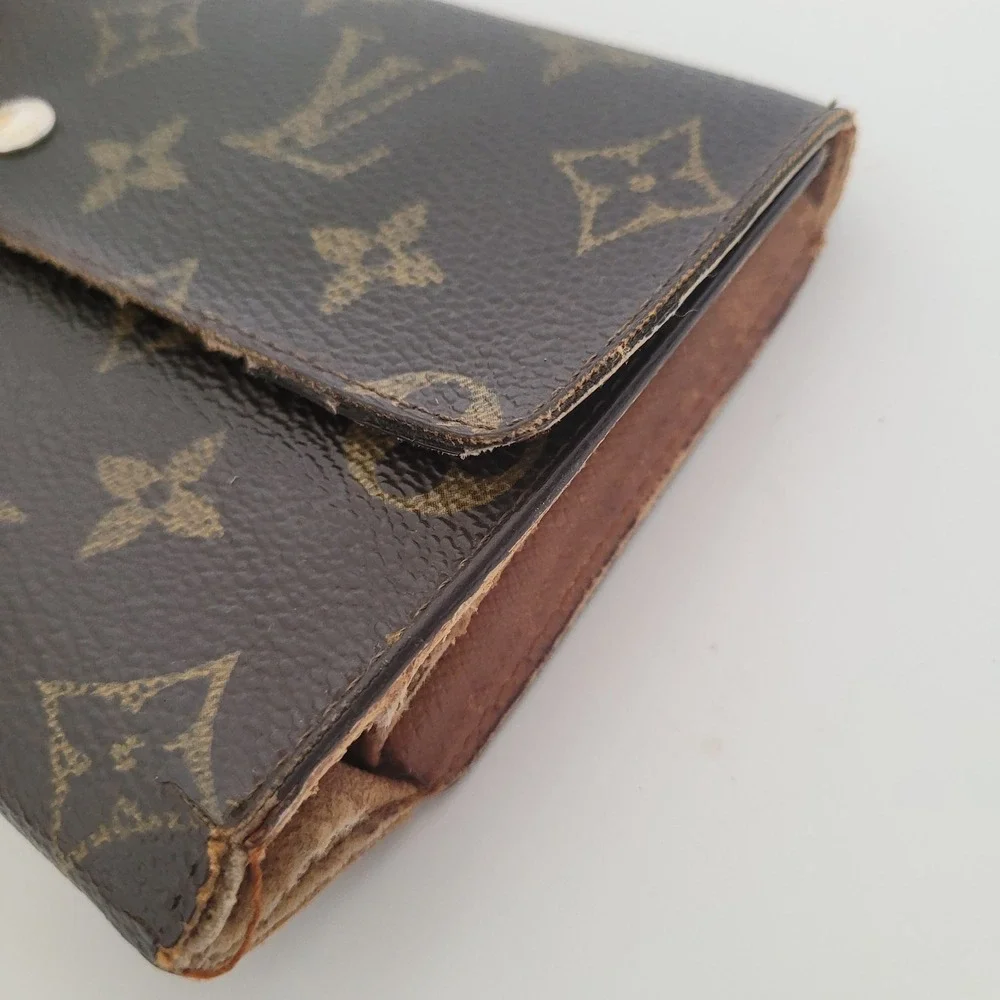 Louis Vuitton Monogram Canvas Vintage Tri-Fold Long Wallet Brown‎ M61215 France